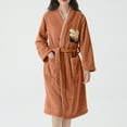 thumbnail image 2 of Riecok Fleece Robes for Women Cozy Soft Long Sleeve Warm Bathrobe with Front Pockets and Tie Closure Comfortable Nightdress Brown Free Size, 2 of 4