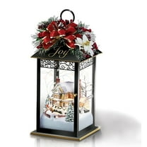 The Bradford Exchange Sparkle Of The Season Light Up Victorian Holiday Lanterns JOY Christmas Decoration by Thomas Kinkade 8-inches