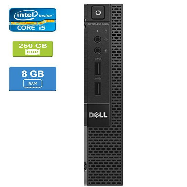 Remis à Neuf : DELL 3020 MICRO Intel Core i5-4570T 2,90 GHz, 8 Go, 250 Go HDD, Win 10 Pro