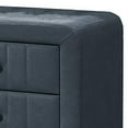 thumbnail image 3 of Rheo Nightstand, 2 Drawers, 22 Inch Upholstered in Charcoal Gray Linen, 3 of 6