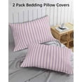 thumbnail image 3 of Purple Striped Pillow Covers Standard Size 2 Pack, Modern Simple Farmhouse Beige Vintage Soft Bed Throw Pillowcases Breathable Cooling Long Lumbar Body Pillow Sham Cover for Bed Sofa 20''x26'', 3 of 7