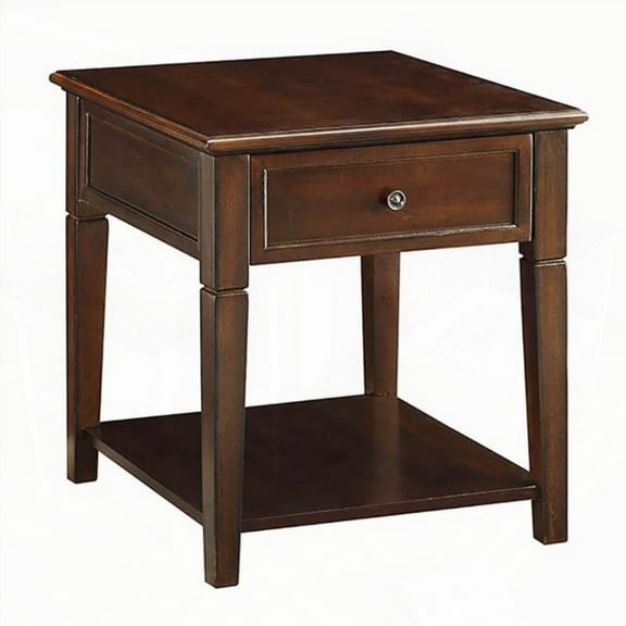 Walnut End Table Featuring a Bottom Shelf for Storage and Display