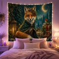 thumbnail image 2 of Fox Sitting by Lanterns in Moonlit Forest, Cozy Fantasy Style for Animal Lovers, Woodland Animal Wall Art, Christmas Gift, Tapestry Wall Hanging for Bedroom and Dorm, 2 of 7