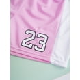 thumbnail image 6 of Manyakai Kids Boys Girls 2 Piece Basketball Outfits Athletic Jersey T-Shirt with Mesh Shorts Sports Pink 170, 6 of 7