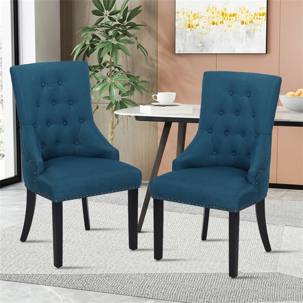 Dining Chair Set of 2, Simple and Fashionable Linen Fabric Chair with
