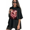thumbnail image 3 of Plus Size Shirt for Women Black Tops for Women Short Sleeves Shirt for Women Heart 1 T Shirt Crewneck Shirt for Women XS, 3 of 5
