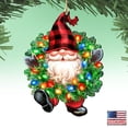 thumbnail image 4 of Designocracy Set of 2 Gnome Santa Wreath Lights Wooden Christmas Ornaments 5.5", 4 of 5