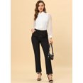 thumbnail image 3 of Allegra K Pantalones Largos De Pierna Recta Para Oficina De Trabajo Informal Con Cremallera Y Bolsillos Para Mujer Negro S Unique Bargains Pantalones, 3 of 5