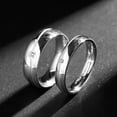 thumbnail image 6 of 4MM/6MM Silver AAA CZ Band Men Womens 316 Stainless Steel Couple Rings Size 6-11, 6 of 7