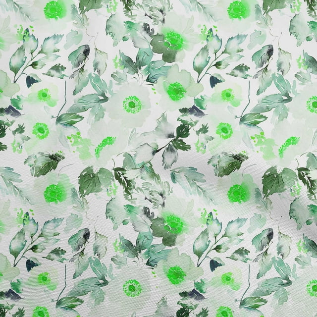 oneOone Cotton Poplin Light Green Fabric Florals Craft Projects Decor Fabric Printed By The Yard 42 Inch Wide