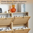 thumbnail image 3 of YOCWO Shoe Cabinet with 4 Flip Drawers, Narrow Shoe Storage Cabinet for Entryway, Natural, 3 of 8
