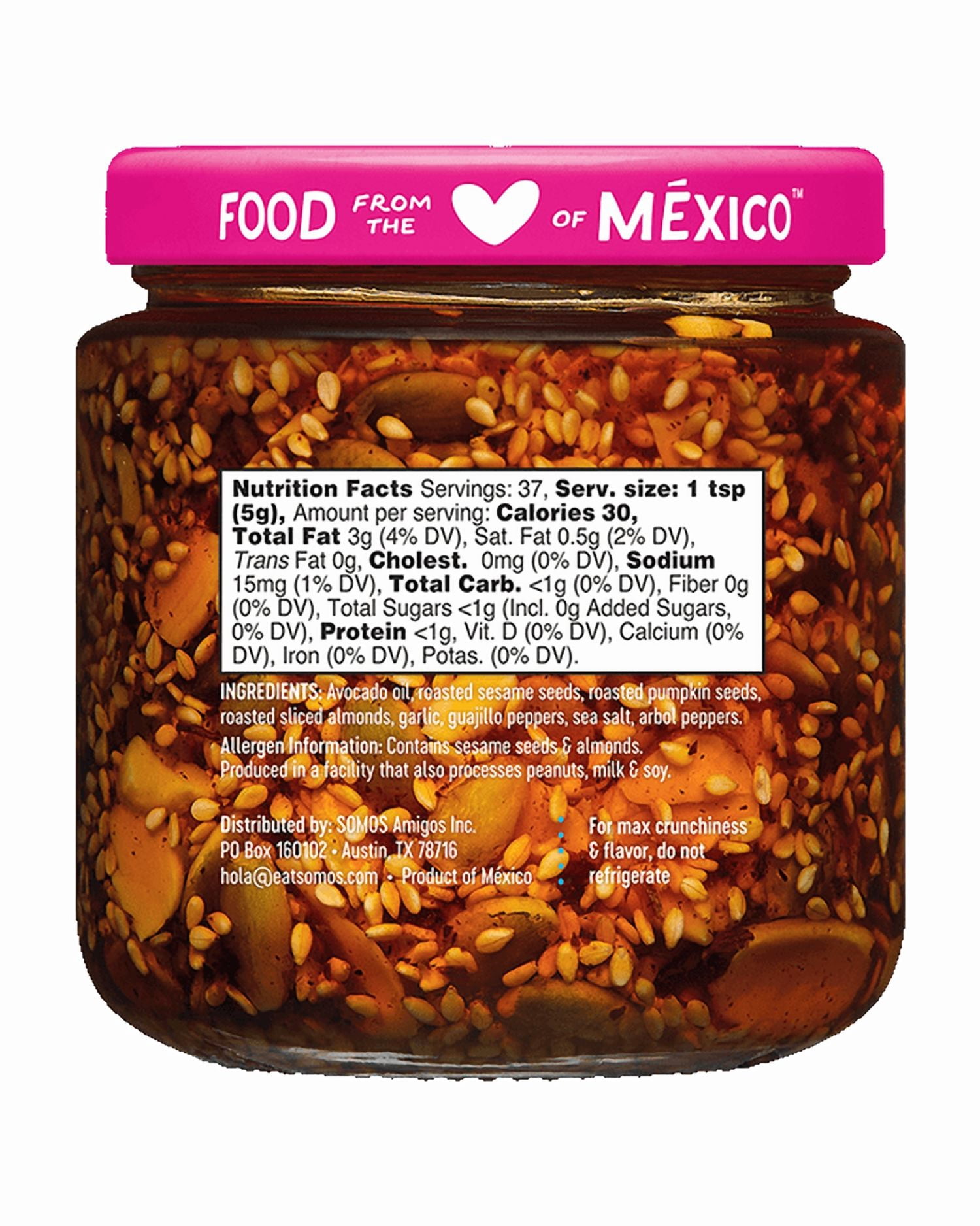 (Pack of 6), Somos Salsa Macha, Mexican Chili Crisp Nuts & Seeds, 6.5. oz