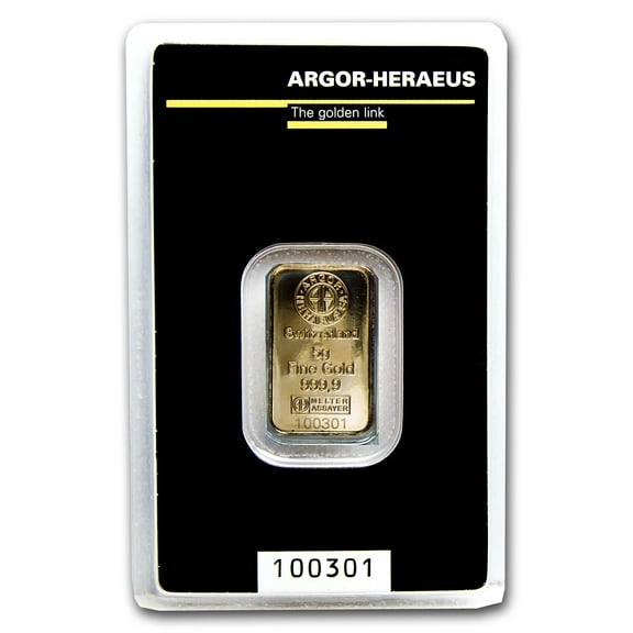 5 gram Gold Bar - Argor-Heraeus KineBar Design (In Assay)
