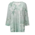 thumbnail image 2 of Gibobby Camiseta con cuello en V para mujer Camiseta informal con cuello en V y encaje con estampado vintage para mujer(Verde de menta,CH), 2 of 3