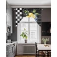thumbnail image 3 of Lemon Swag Valances for Windows, Small Curtains Drapes, Spring Summer Black White Checkered Plaid Kitchen Window Curtains Over Sink Rod Pocket Window Treatment Valance for Bedroom/Bathroom 56"x36", 3 of 5