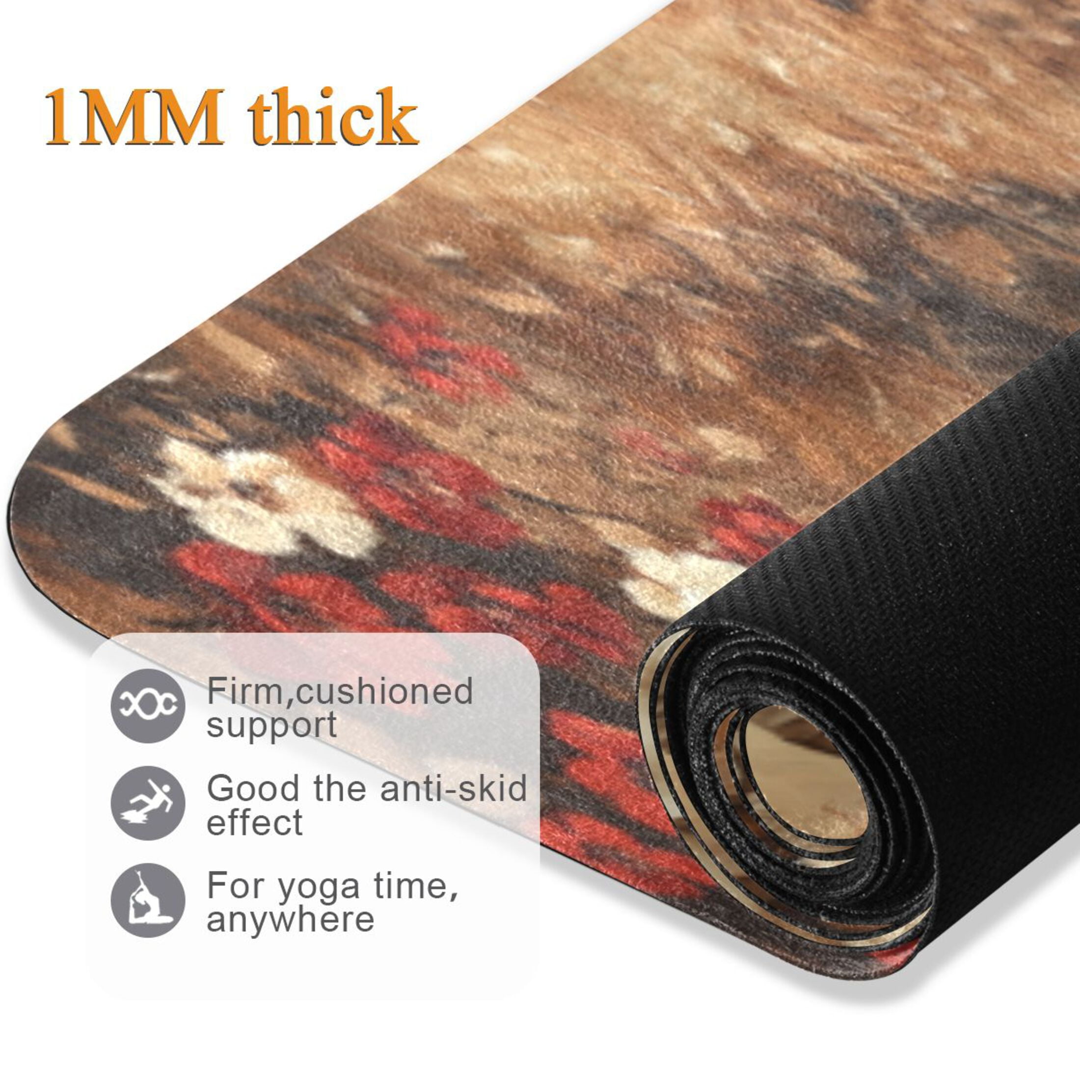 BZSMCE Yoga Mat Women Fitness Mat Graceful Elephant in Bloom Pattern