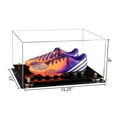 thumbnail image 2 of Clear Acrylic Shoe Pair Display Case for Soccer Cleats Football Cleats with Purple Risers and Black Base (A026-PR), 2 of 2