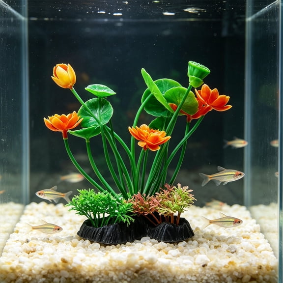 Cififendec Artificial Aquarium Plants, 7.87"×7.09", Non-Toxic Fake Seaweed Ornaments, Realistic Plastic Water Grass Decor for Fish Tank Landscaping