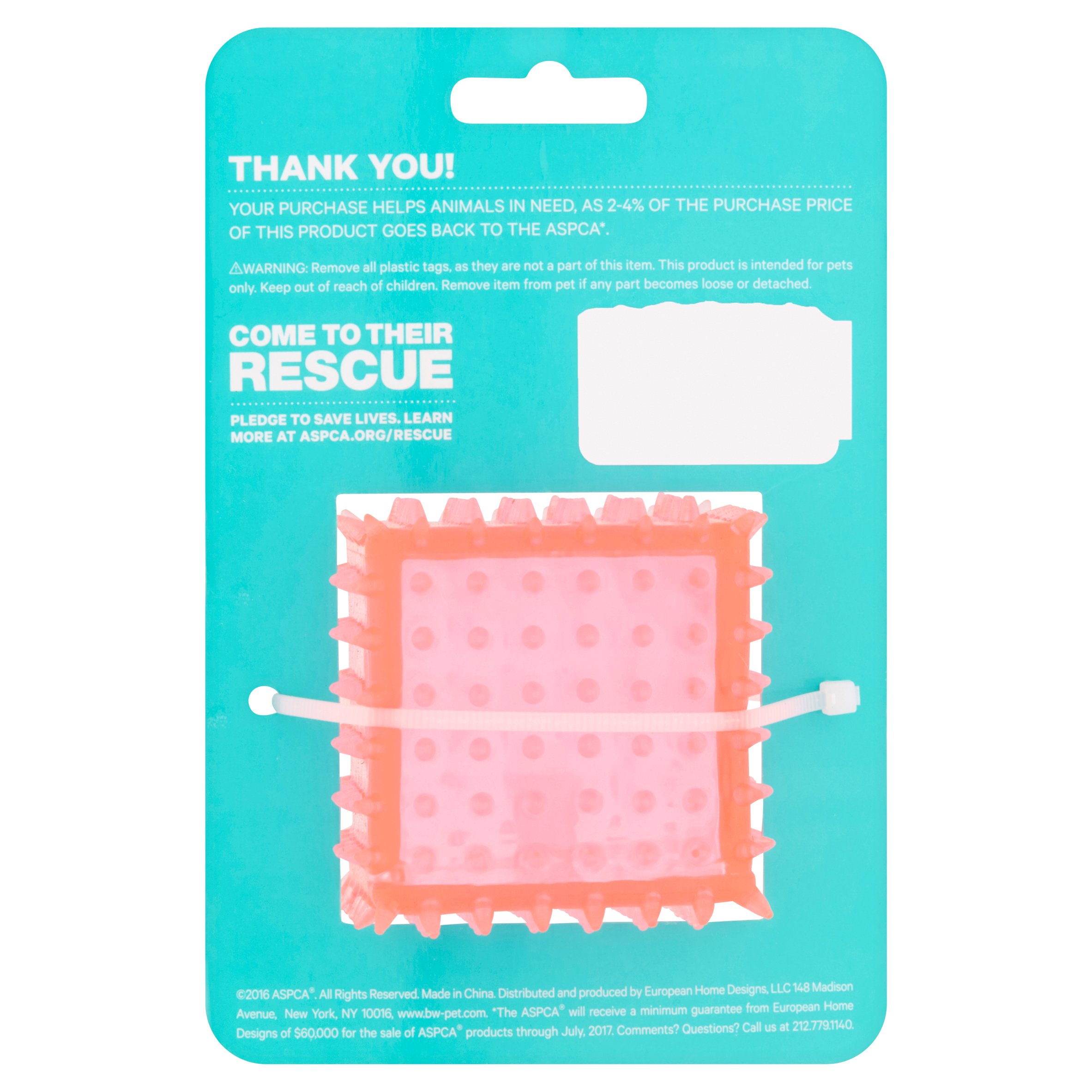 ASPCA Dental Cube Dog Squeaky Toy, Small, 2.25", Pink