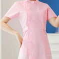 thumbnail image 5 of Scrub Dresses for Women Casual Solid Color Short Sleeve Nur-se Working Uniform Pockets Stretchy V-Neck Holiday Workwear Pink, 5 of 5