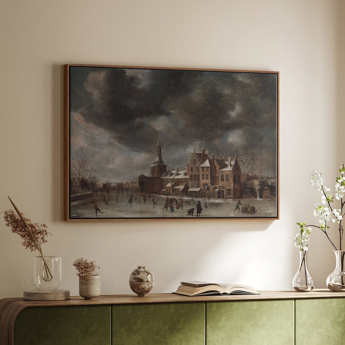 Vintage Landscape-CCCLXXXVIII By Wexford Home Framed in Walnut Wood Gallery Wrapped Canvas 25 in. x 37 in.