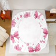 thumbnail image 4 of Manfei Pink Girly Bow Knot Fitted Sheet Queen,Cute Cartoon Flowers Bedding,3-Piece,1 Fitted Sheet and 2 Pillowcases, 4 of 6