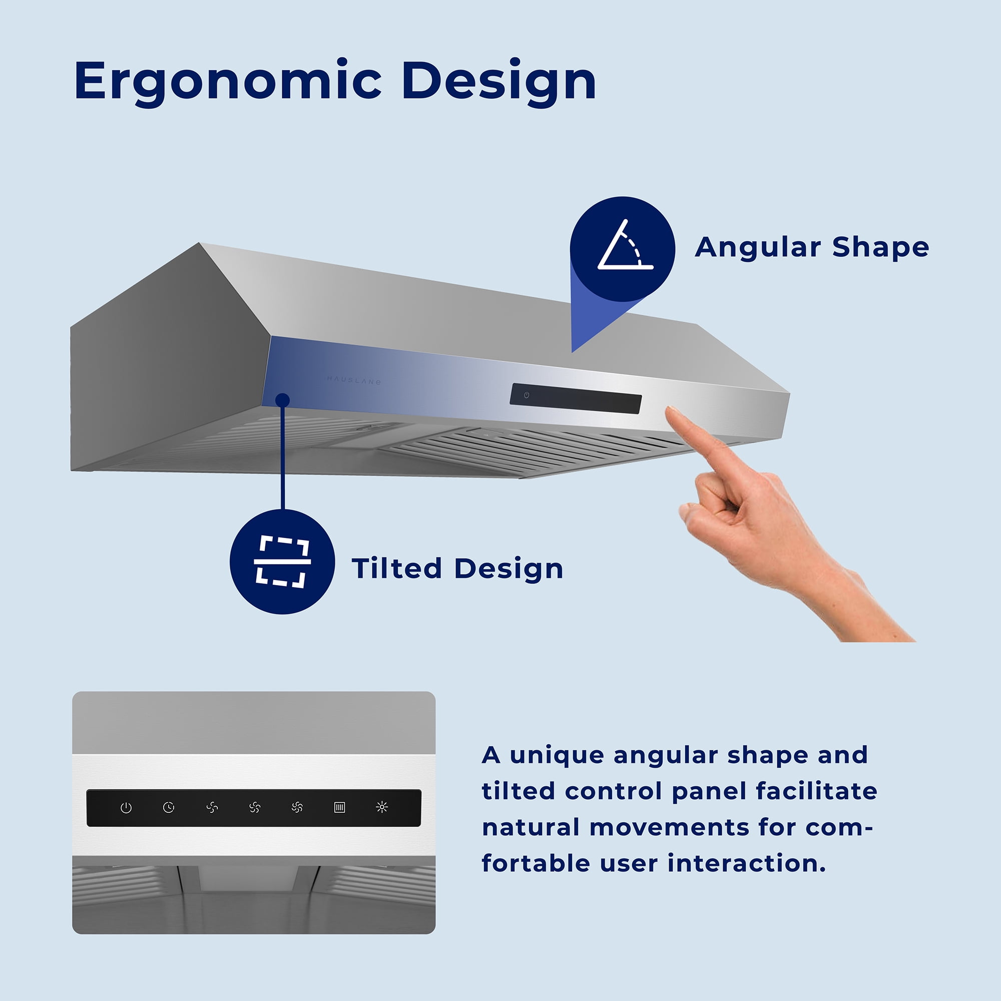 Hauslane | 30" UC-PS60 Under Cabinet Range Hood | Stainless Steel | Delay Auto-Shut Off | Bright LED | 3 Speed Settings | Professional Suction