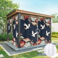 thumbnail image 6 of Outdoor Curtains for Patio Waterproof, Navy Blue Crane Outdoor Privacy Panels Grommet, Vintage Red Teal Spring Floral Botanical Blackout Outside Curtains for Porch/Cabana 54"x84", 1 Panel, 6 of 8