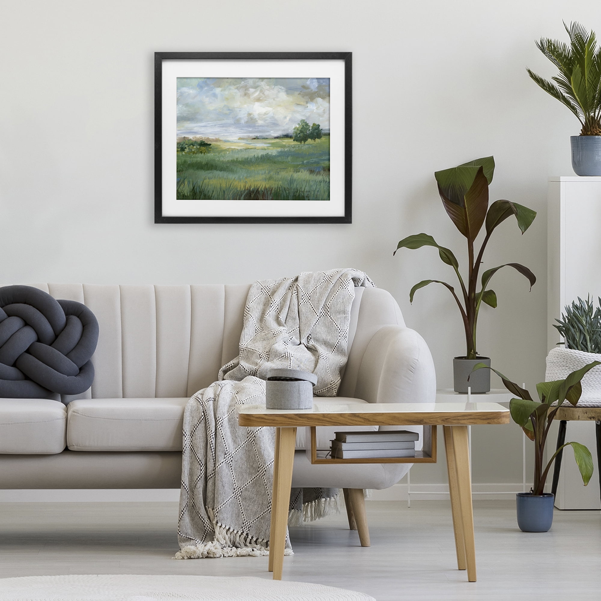 Stupell Industries Idyllic Field at Dawn Black Framed Print Under Glass, design by Nan