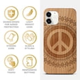 thumbnail image 4 of Case Yard Wooden Case Outside Soft TPU Silicone, Slim Fit Shockproof Wood Protective Phone Cover for Girls Boys Men and Women, Supports Wireless Charging Peace Mandala Design case for iPhone-12-Mini, 4 of 7