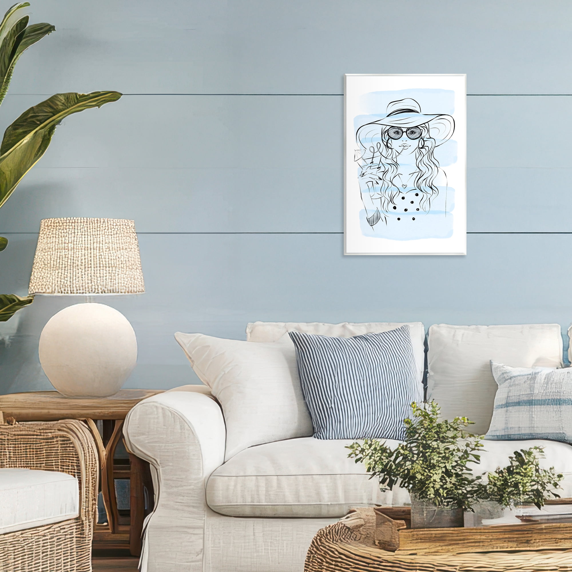 Stupell Industries Sipping Drink Girl in Sun Hat Wall Plaque Art, design by Martina Pavlova
