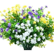 10 Bundles Artificial Flowers Outdoor, UV Resistant Faux Artificial Plants Shrubs Plastic Flower Bulk for Hanging Planter Porch Window Home Wedding Fall Summer Decor (Orange)