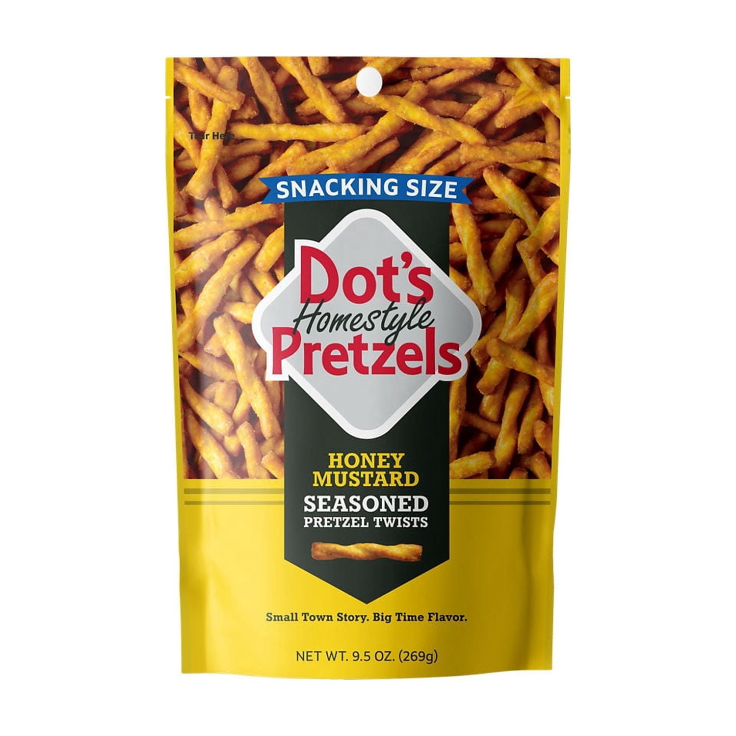 (3 pack) DOT'S Homestyle Pretzels Honey Mustard Flavored Snacking Size, Seasoned Pretzel Twists Bag, 9.5 oz