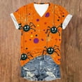 thumbnail image 4 of FDGIU Halloween Shirts for Women Women's Fashion Casual Comfortable Printed Short Sleeved V-Neck T-Shirt Blouse Spooky Season Graphic, 4 of 5