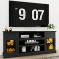 thumbnail image 1 of FIAKOA 70 inch Farmhouse TV Stand for 80 inch TV, Modern Entertainment Center with LED Lights, Wooden TV Stand Table with Glass Doors for Living Room (Black), 1 of 7