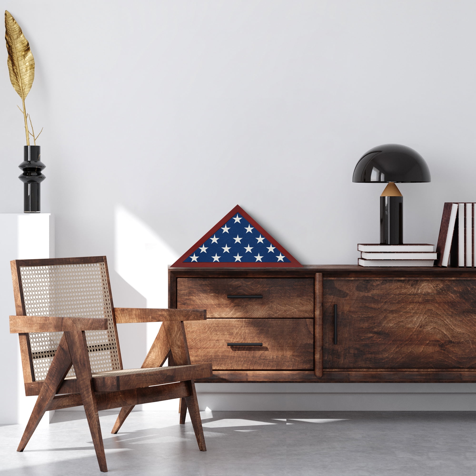 Americanflat 3x5 Picture Frame Small Folded Flag Display Case Fits Ceremonial Flags Not Burial - Mahogany
