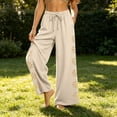 thumbnail image 6 of TaTaai Womens Wide Leg Pants Casual Loose Fit Cropped Trousers High Waist Adjustable Drawstring Ruffled Hem Breathable for Beach Holiday Gift, 6 of 7
