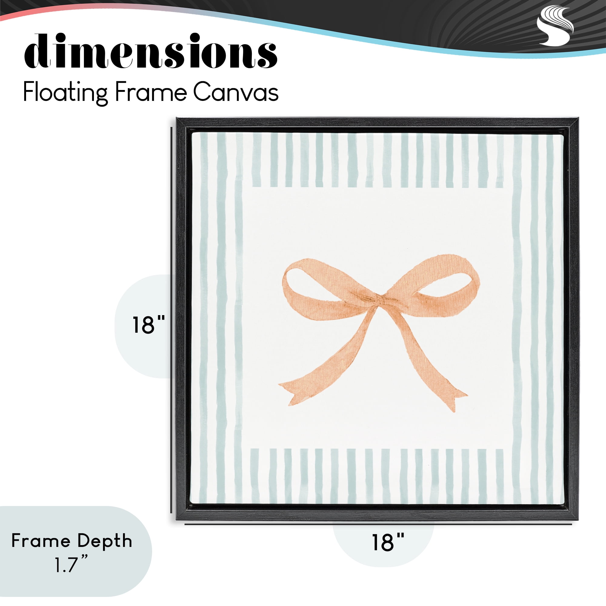 Stupell Industries Orange Bow with Stripe Border Black Framed Floater Canvas Wall Art, design by Patricia Pinto
