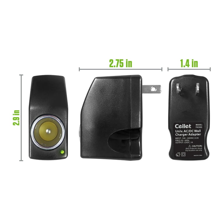 Cellet AC to DC Power Converter, 120V/110V to 12V DC 3-Amp Car Lighter  Socket Adapter