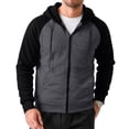 thumbnail image 3 of LTTVQM Autumn Mens Hoodie Full Zip Two Tone Raglan Fleece Hoodie Loose Fit Evening Casual Outerwear Dark Gray XL, 3 of 7