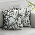 thumbnail image 3 of Pack of 2 Decorative Square Throw Pillow Cases, Pillow Covers for Couch Sofa Bed Living Room,Leaves Pattern,Grey Gold Cream, 3 of 7
