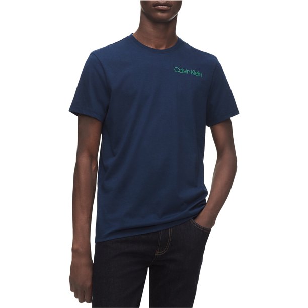 Calvin Klein Camiseta básica de algodón para hombre, azul, XS
