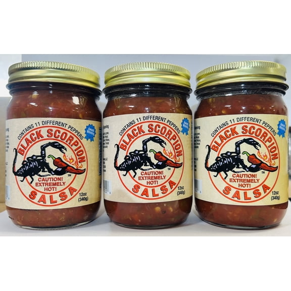 Arizona Spice Company Black Scorpion Salsa Insane Spice Level 3 Pack 12 oz