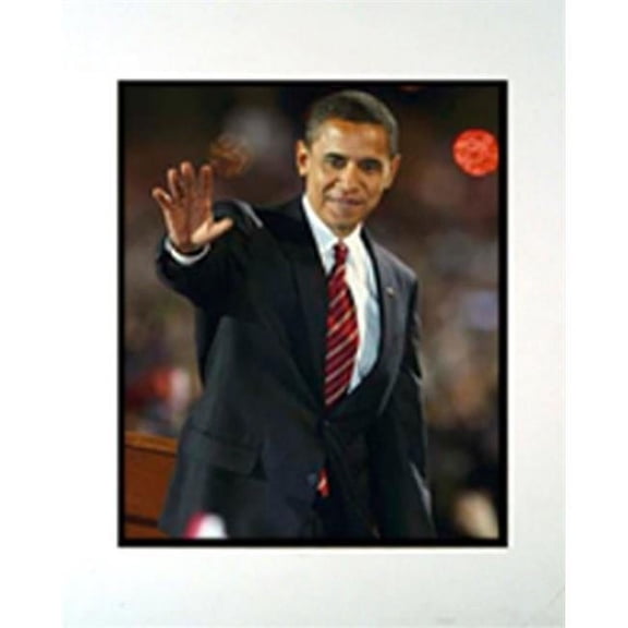 Barack Obama Waving Photograph in a Mat - 11 x 14 in.
