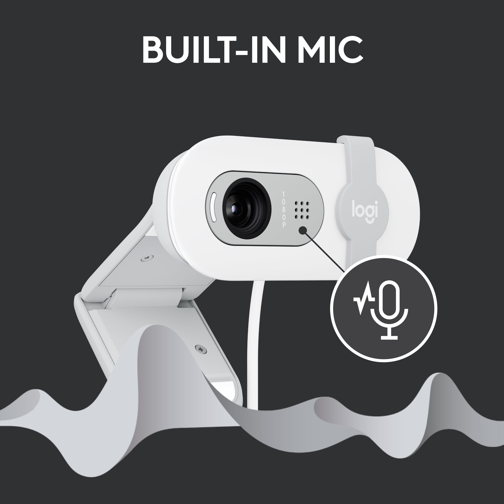 Logitech Brio 100 Full HD Webcam for Meetings and Streaming, Auto-Light Balance, Built-In Mic, Privacy Shutter, Off-white