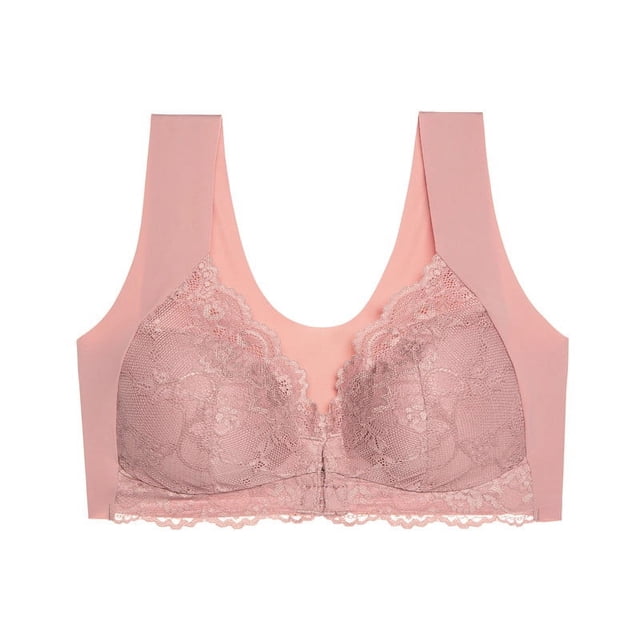 Sujetador fino con hebilla frontal de gran tamaño, de encaje, sexy, sin aro de acero, fruncido, chaleco sin costuras, hermosa espalda, ropa interior para mujer