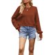thumbnail image 2 of Suéter de Mujer de Otoño, Cuello Redondo, Tipo Murciélago, Estilo Pullover Rojo Óxido M, 2 of 7