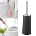 thumbnail image 2 of Cepillo y soporte para inodoro, cepillo para inodoro con mango largo de acero inoxidable 304, cepillo para inodoro para baño, inodoro, ergonómico, ele Negro Macarena cepillo de baño, 2 of 8