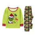 thumbnail image 4 of Moonsky-2026 Christmas Family Flannel Pajamas Matching Set Christmas Letter Print Long Sleeve Tops and Green Plaid Pants Sleepwear Soft for Winter 8 Years, 4 of 5