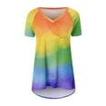 thumbnail image 5 of Womens Summer Tops Sevevn Women's Fashion Gradient Printed Blouse V-Neck Short Sleeve Loose T-Shirt Tops, 5 of 5